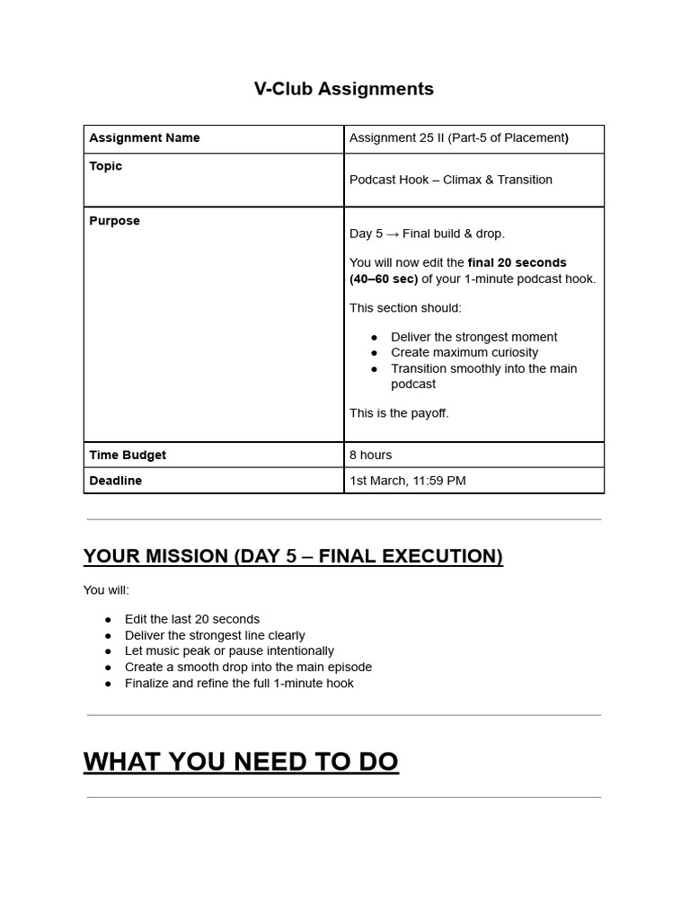 V-Club Assignment 25 II | PDF
