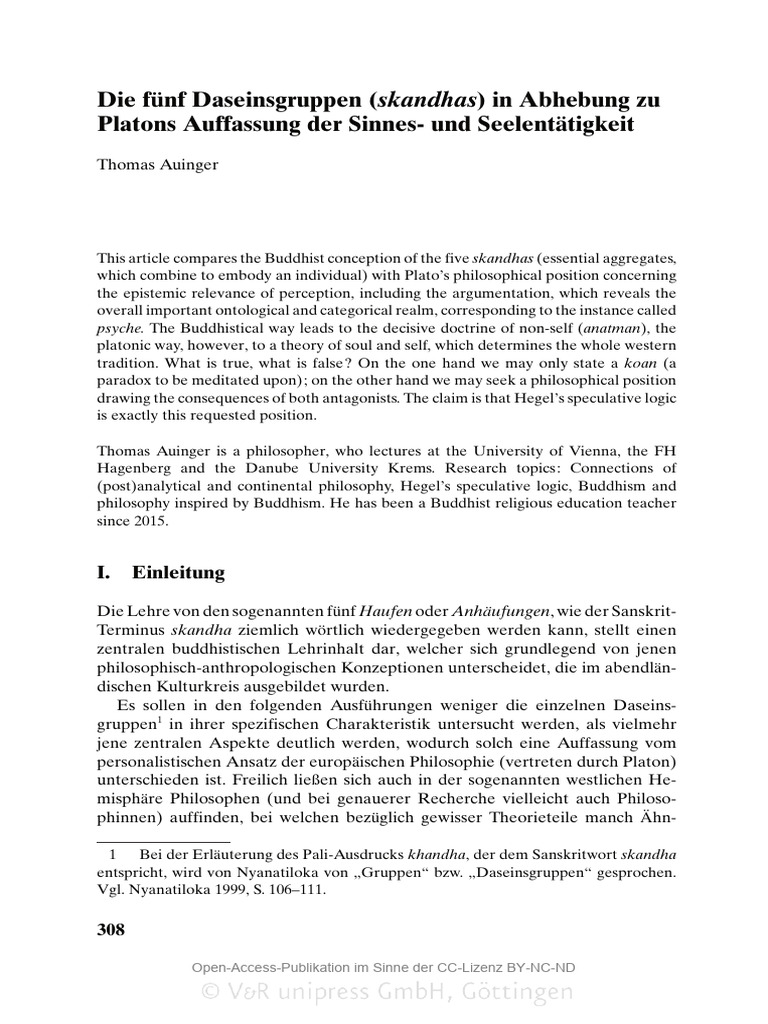 Die Funf Daseinsgruppen Skandhas in Abhebung Zu PL | PDF
