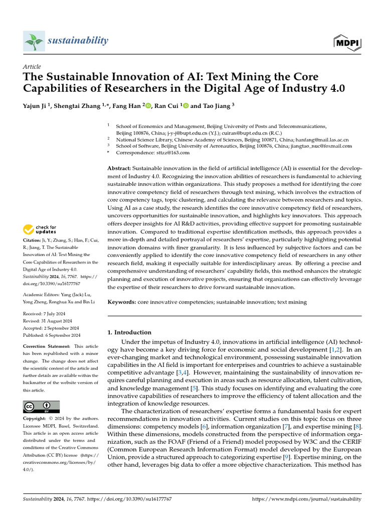 The Sustainable Innovation of AI Text Mining The Core | PDF | Expert ...