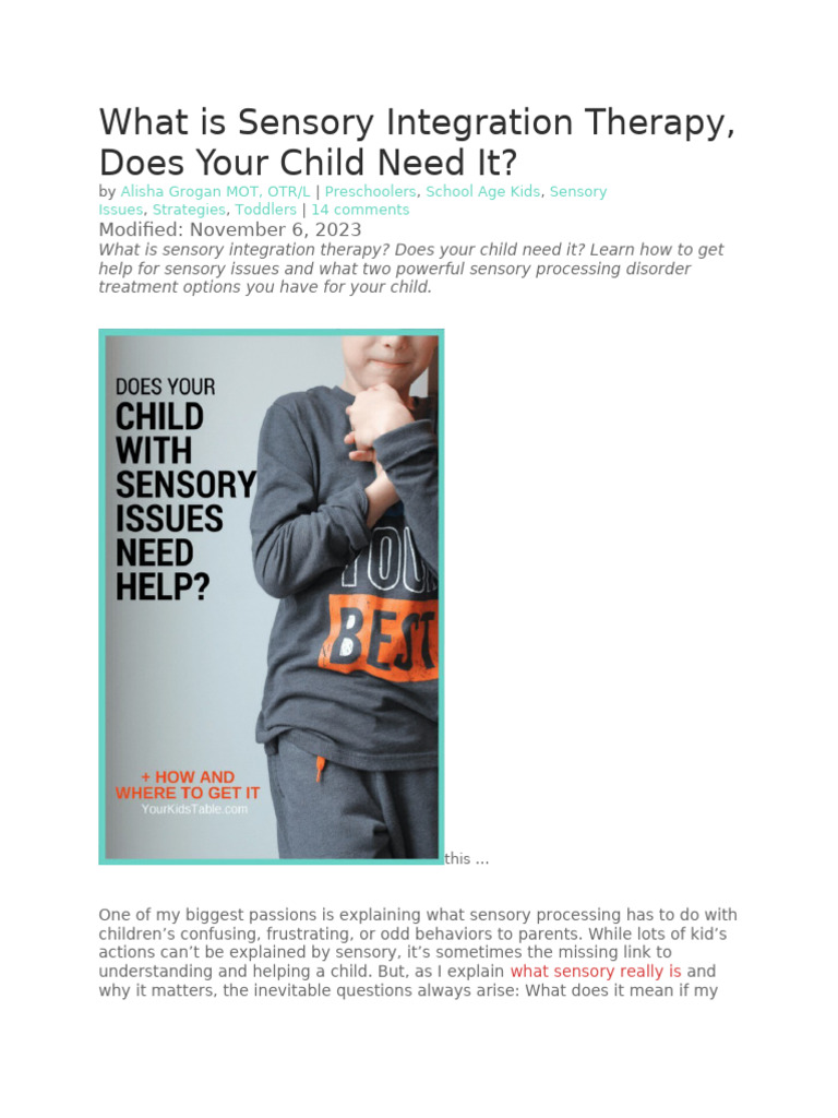 What Is Sensory Integration | PDF | Sensory Processing Disorder | Autism