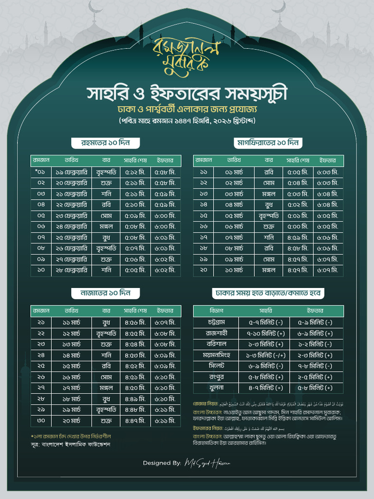 Ramadan Calendar 2026 | PDF