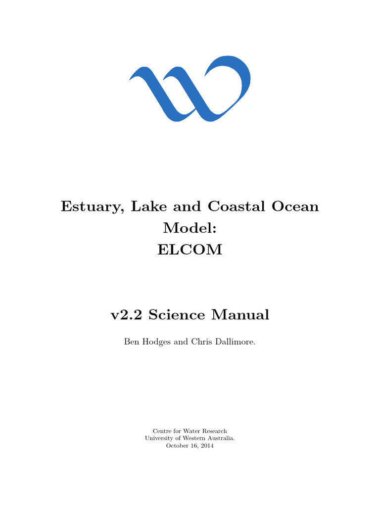 Estuary, Lake and Coastal Ocean Model: ELCOM v2.2 Science Manual | PDF ...
