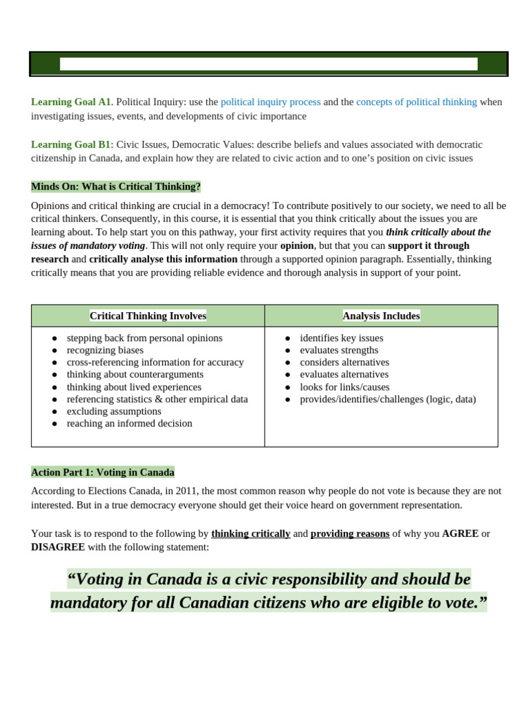 Unit 1 Activity 1.2 | PDF | Critical Thinking | Thought