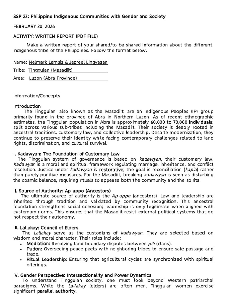 SSP-22 Written Report (Tingguian) | PDF