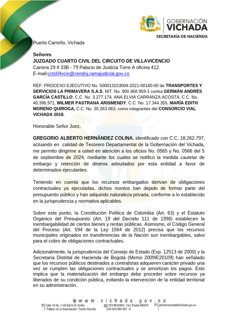 Rpta Juzgado Cuarto Villavicencio | PDF | Justicia | Crimen y violencia