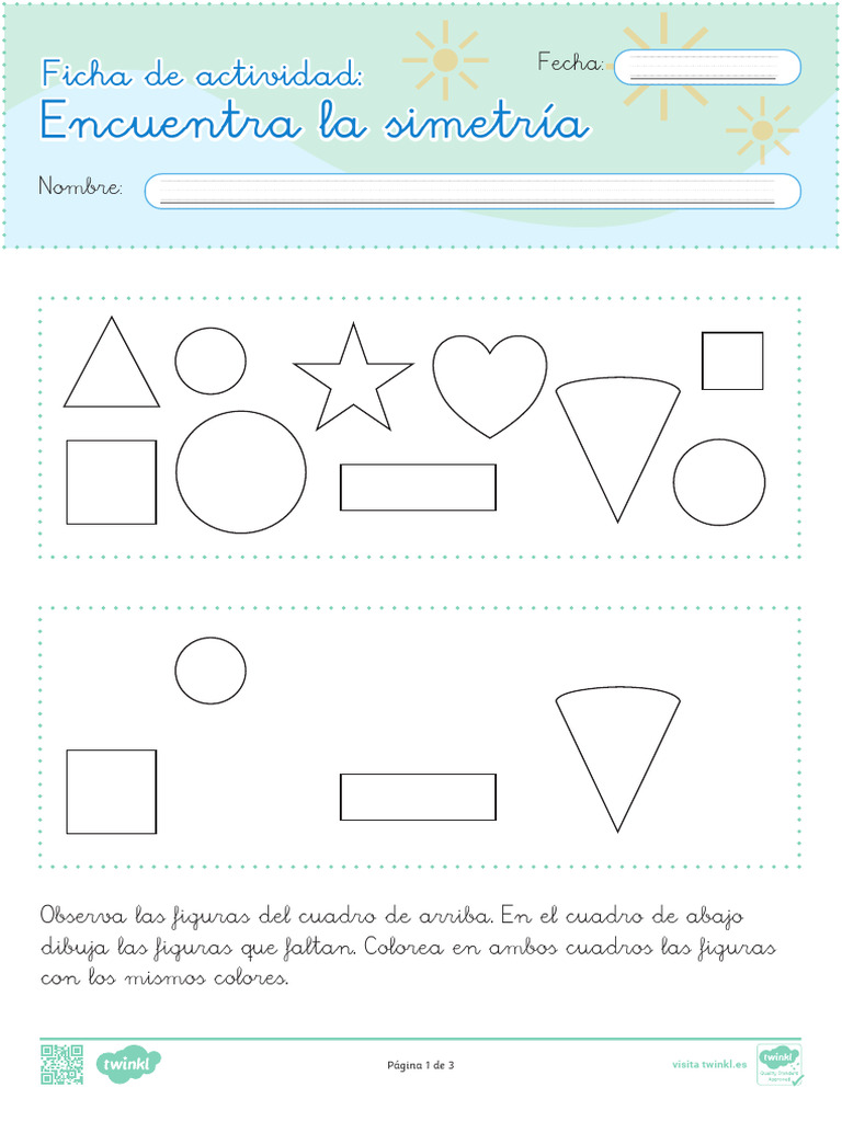 Ficha de Actividad Encuentra La Simetria Ver 2 | PDF