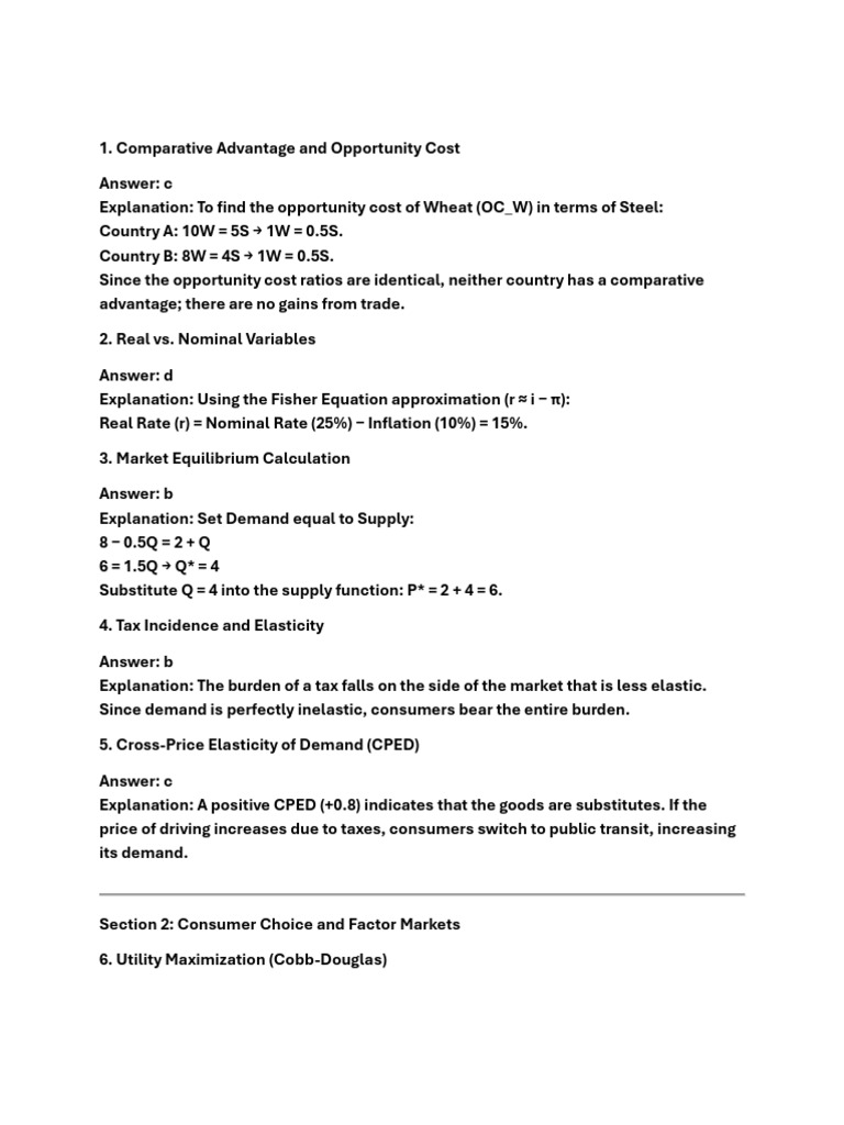 Microeconomics MCQ Exam Ans | PDF | Externality | Elasticity (Economics)