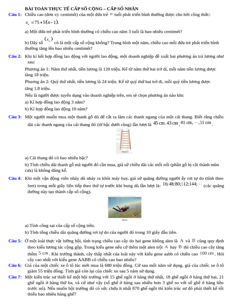 BÀI TOÁN THỰC TẾ CSC CSN QHSS | PDF