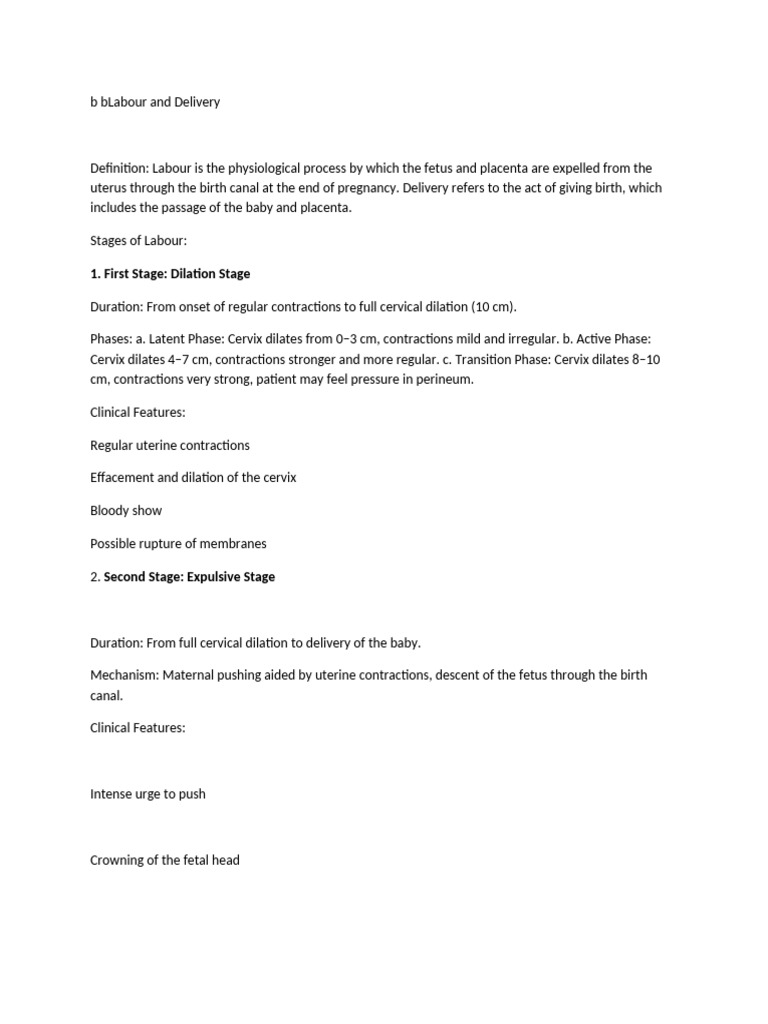 Labour and Delivery 1 | PDF | Childbirth | Uterus