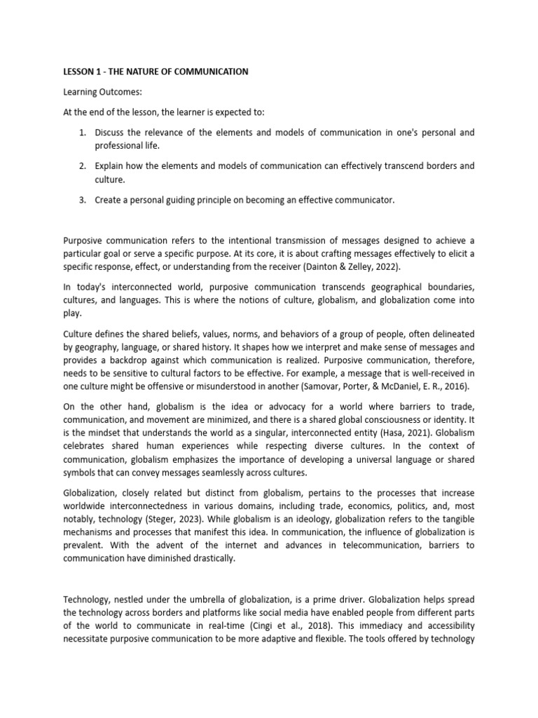 UNIT 1 Fundamentals of Communication | PDF | Communication | Human ...