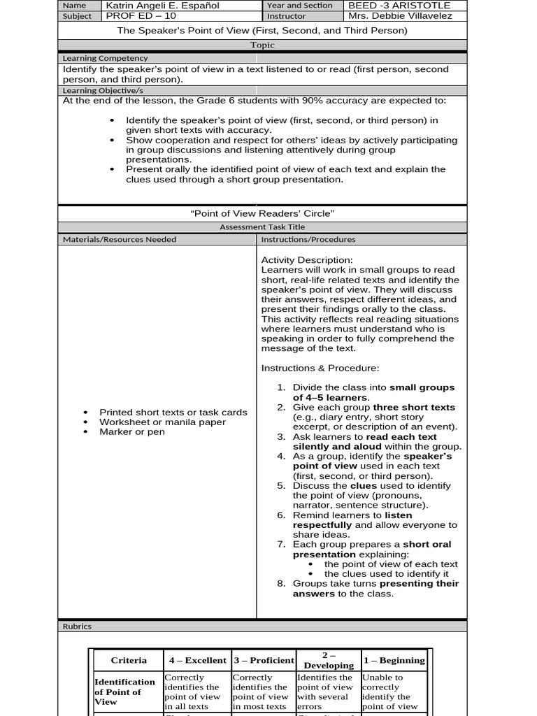 PROF ED 10Performance Task Template | PDF | Linguistics | Cognition