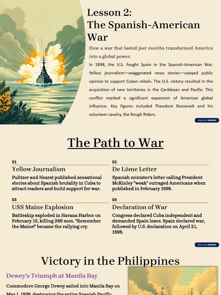 Lesson 2 The Spanish American War 2025 | PDF | Military | Conflicts