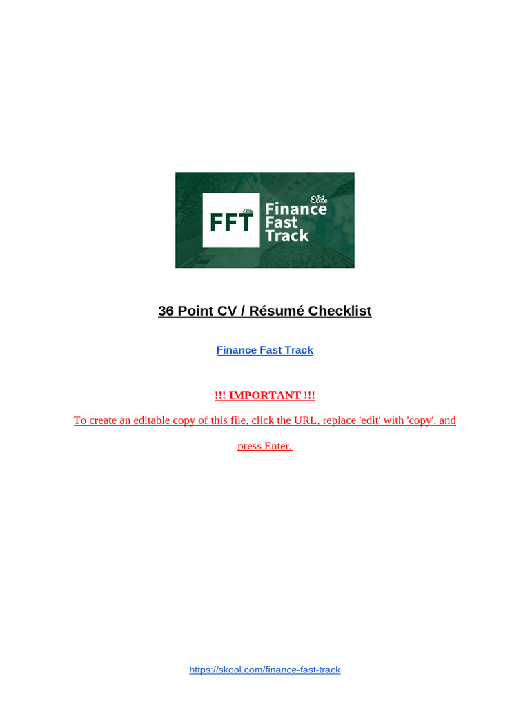 36 Point CV - Résumé Checklist | PDF | Résumé