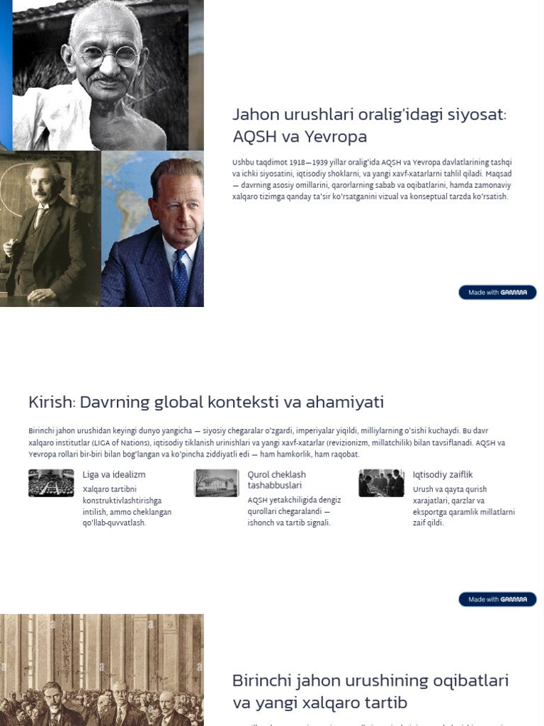 Jahon Urushlari Oraligidagi Siyosat AQSH Va Yevropa | PDF