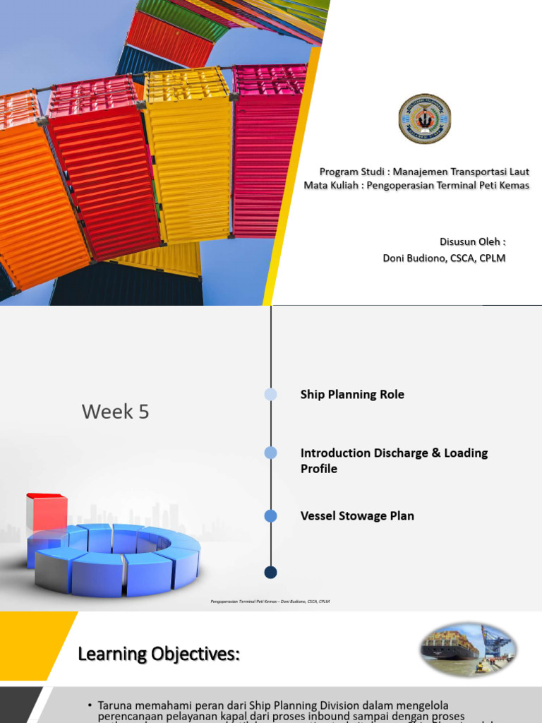 Week 5 Vessel Stowage Plan (Rencana Penyimpanan Kontainer Di Kapal ...