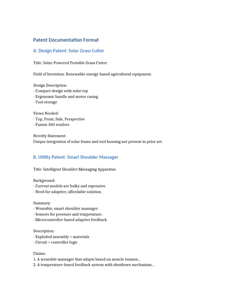 Patent Documentation Format | PDF
