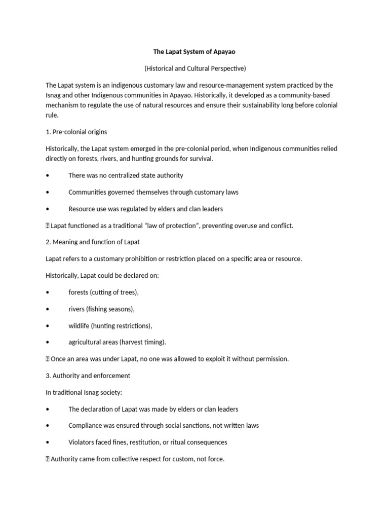 The Lapat System | PDF | Sustainability | Indigenous Peoples