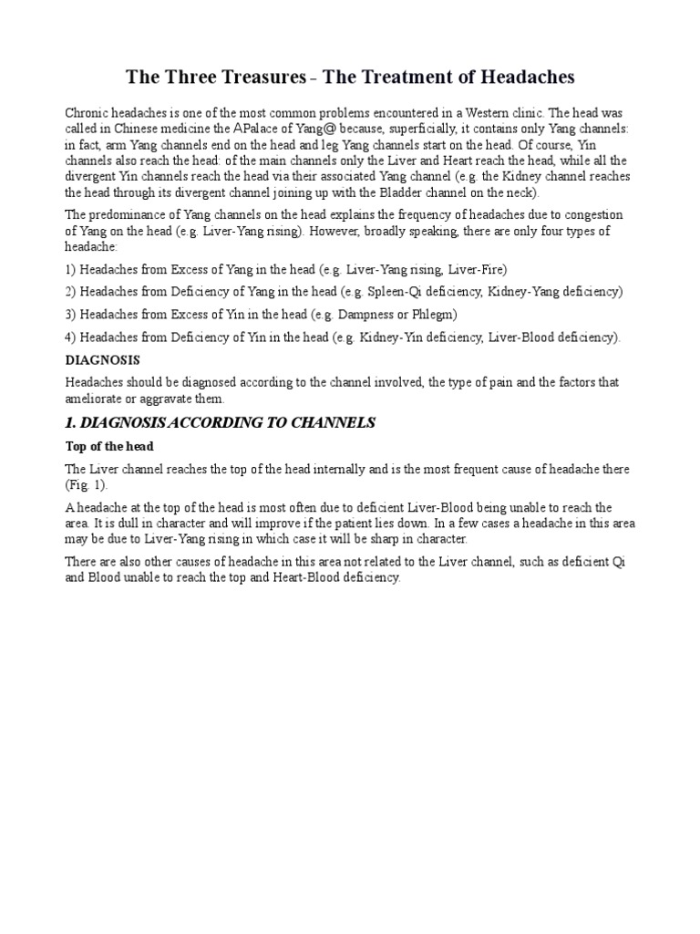 TCM Headache Diagnosis and Treatments | PDF | Traditional Chinese ...