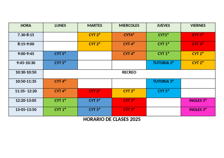 Horario de Clasess | PDF