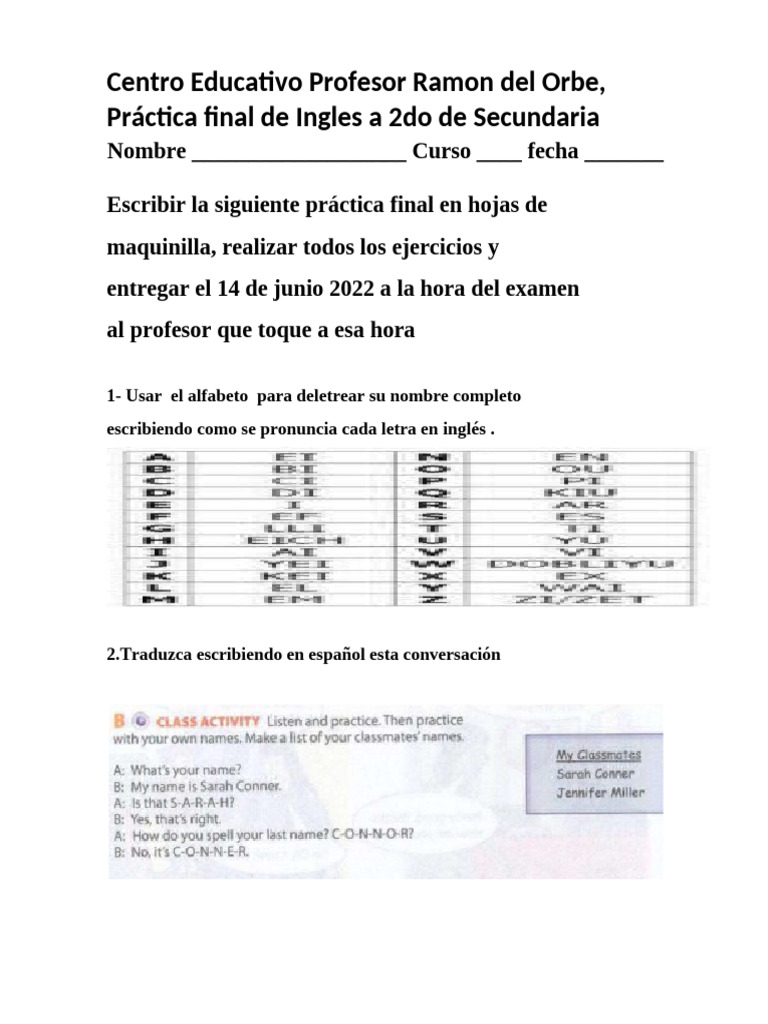 Práctica Final 2do de Bachiller | PDF