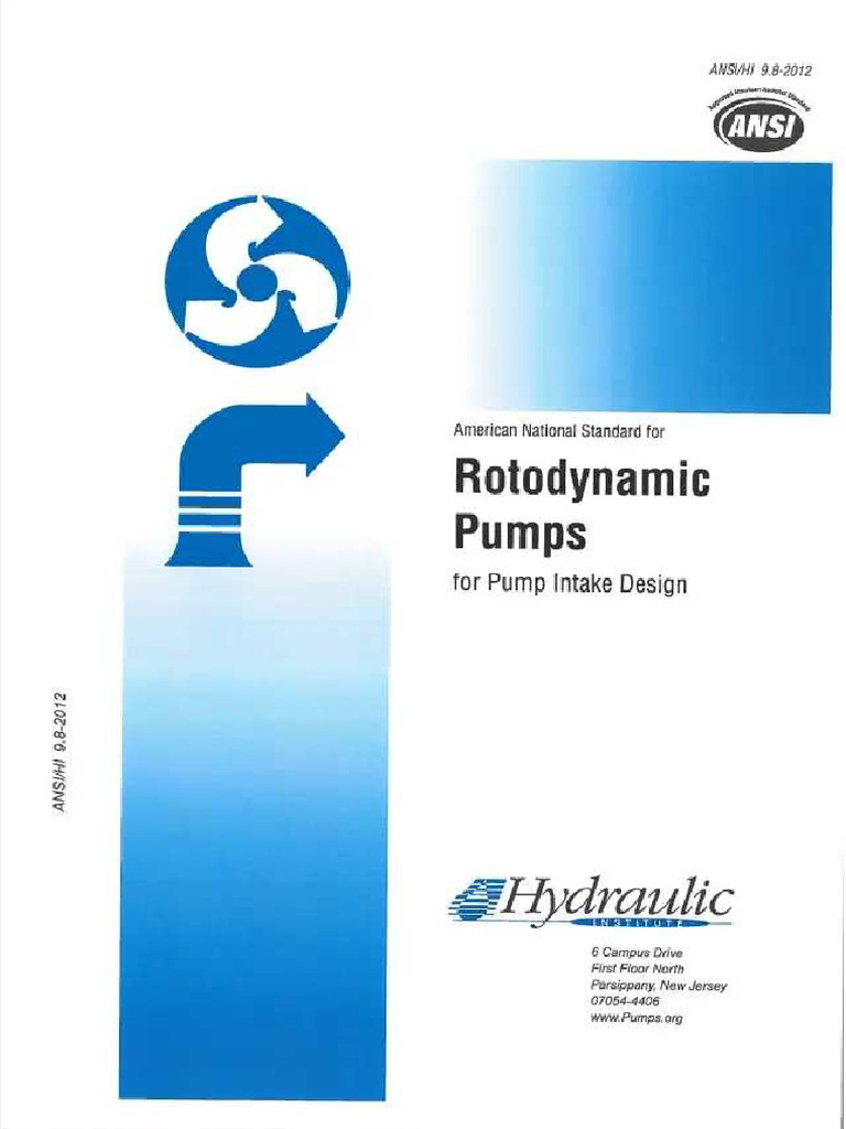 PDF Ansi Hi 98 2012 Rotodynamic Pumps For Pump Intake Design Compress | PDF