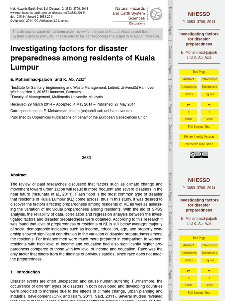 Investigating Factors for Disaster Preparedness Am - Copy | PDF ...