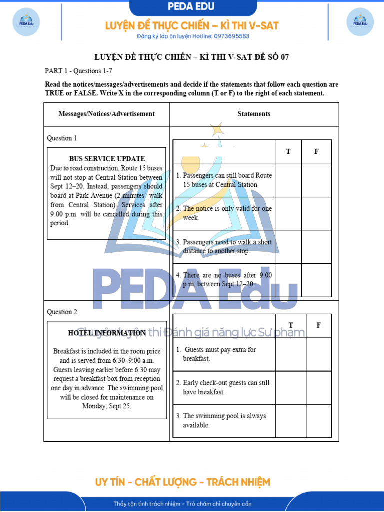 - 1. Đề luyện VSAT 07 - 1 | PDF