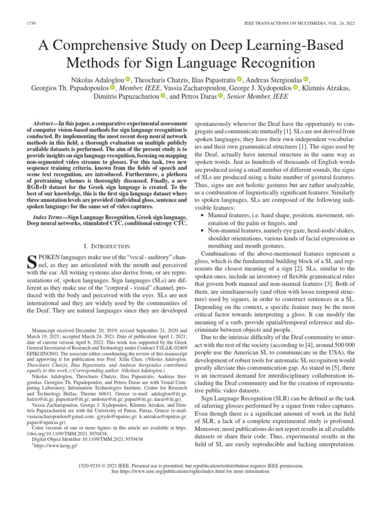 A Comprehensive Study on Deep Learning-Based Methods for Sign Language ...