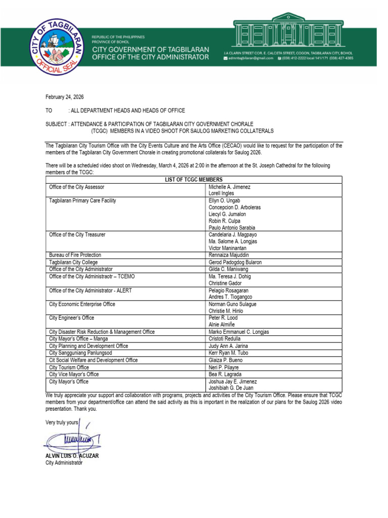 Letter For TCGC Video Shoot | PDF