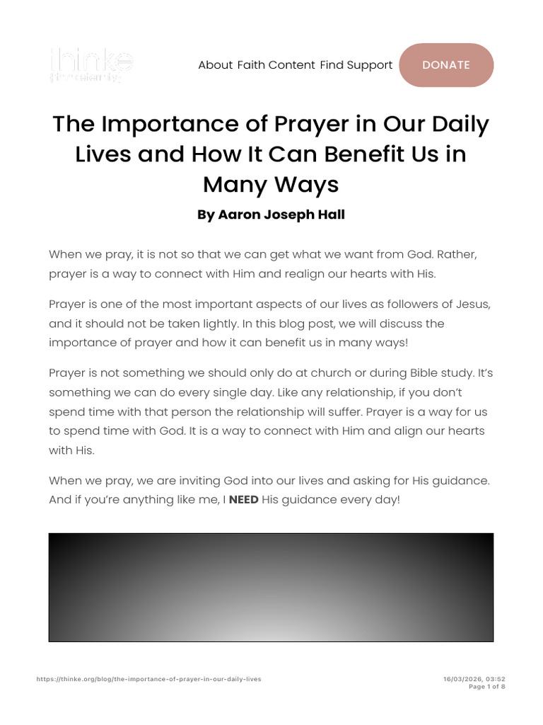 The Importance of Prayer in Our Daily Lives | PDF | Prayer | Jesus