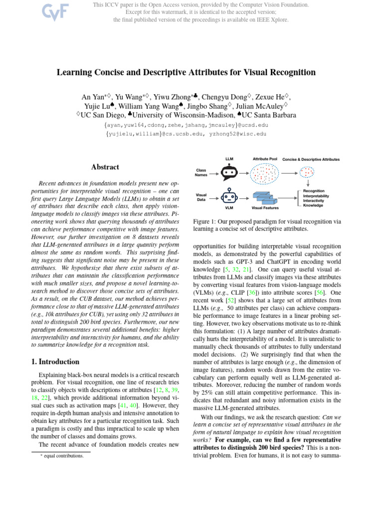 Yan Learning Concise and Descriptive Attributes For Visual Recognition ...