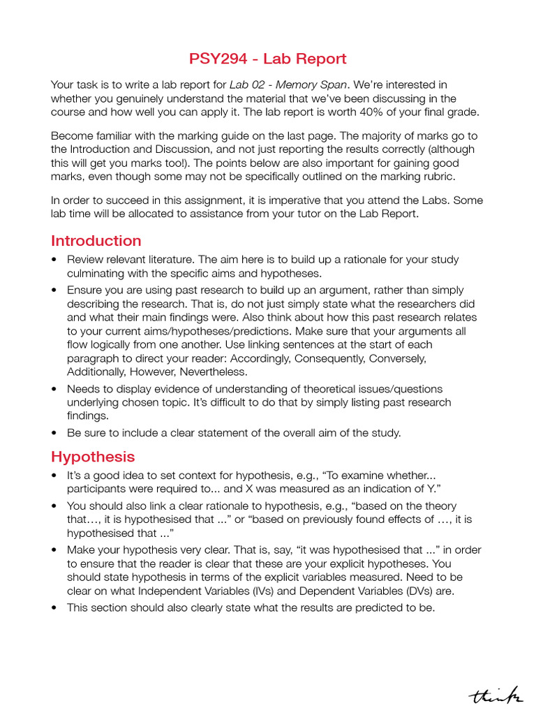 LabReportCriteria v06 | PDF | Experiment | Hypothesis