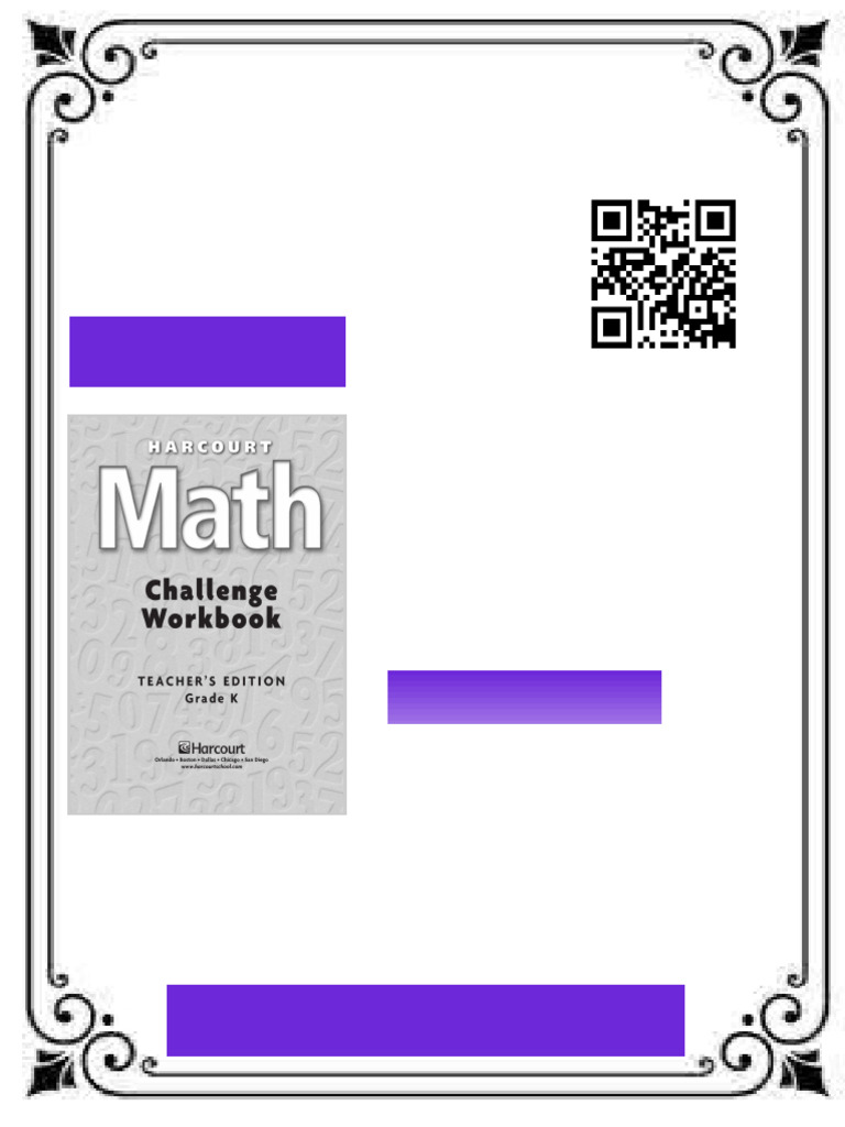 Challenge Workbook Grade K Teachers Edition Harcourt Math (Math Ebook ...