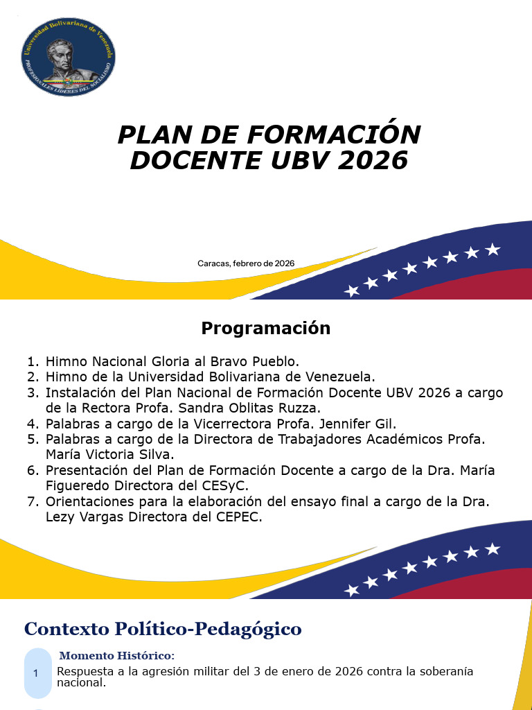 Plan de Formación 2026-1 Ubv Encuentros | PDF