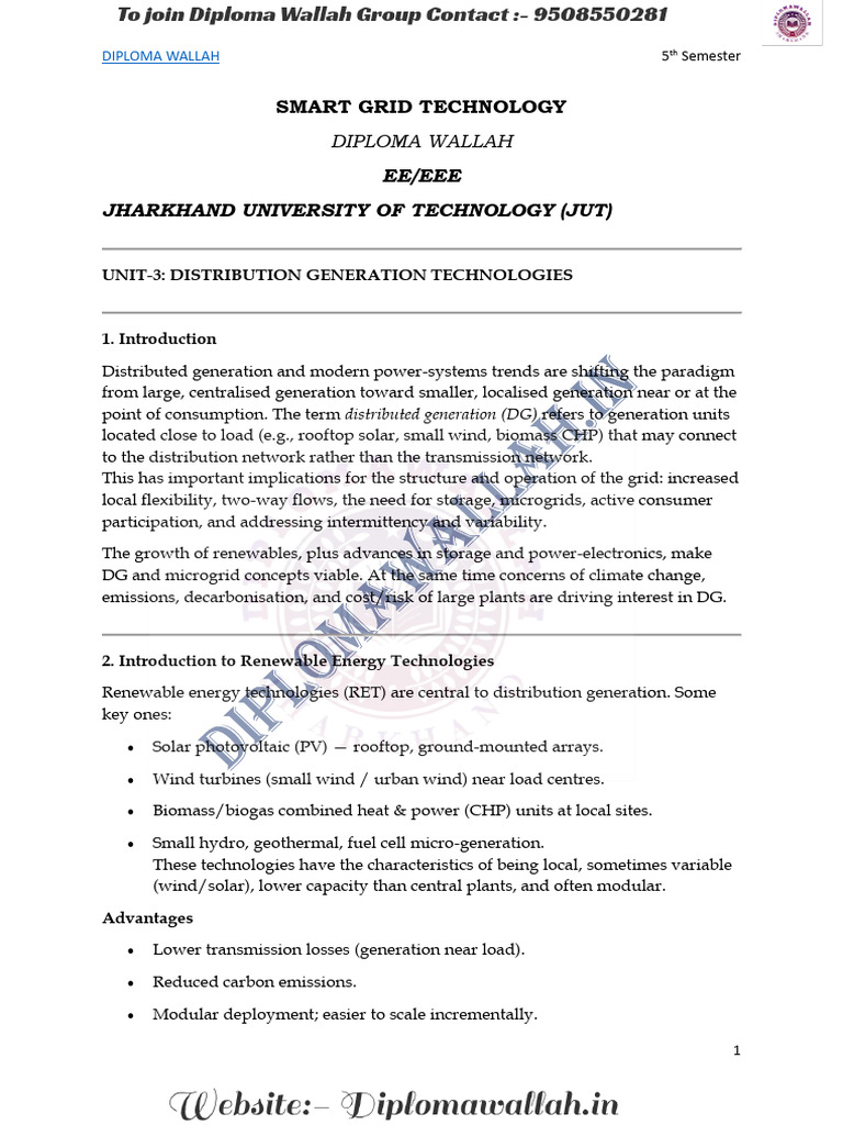 Smart Grid Technology Unit03DiplomaWallahDW DW | PDF | Distributed ...