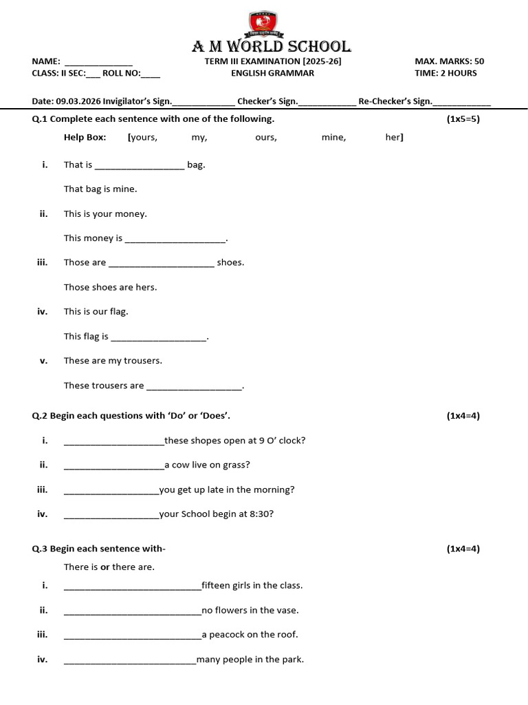 Class II English Grammar | PDF | Subject (Grammar) | English Grammar