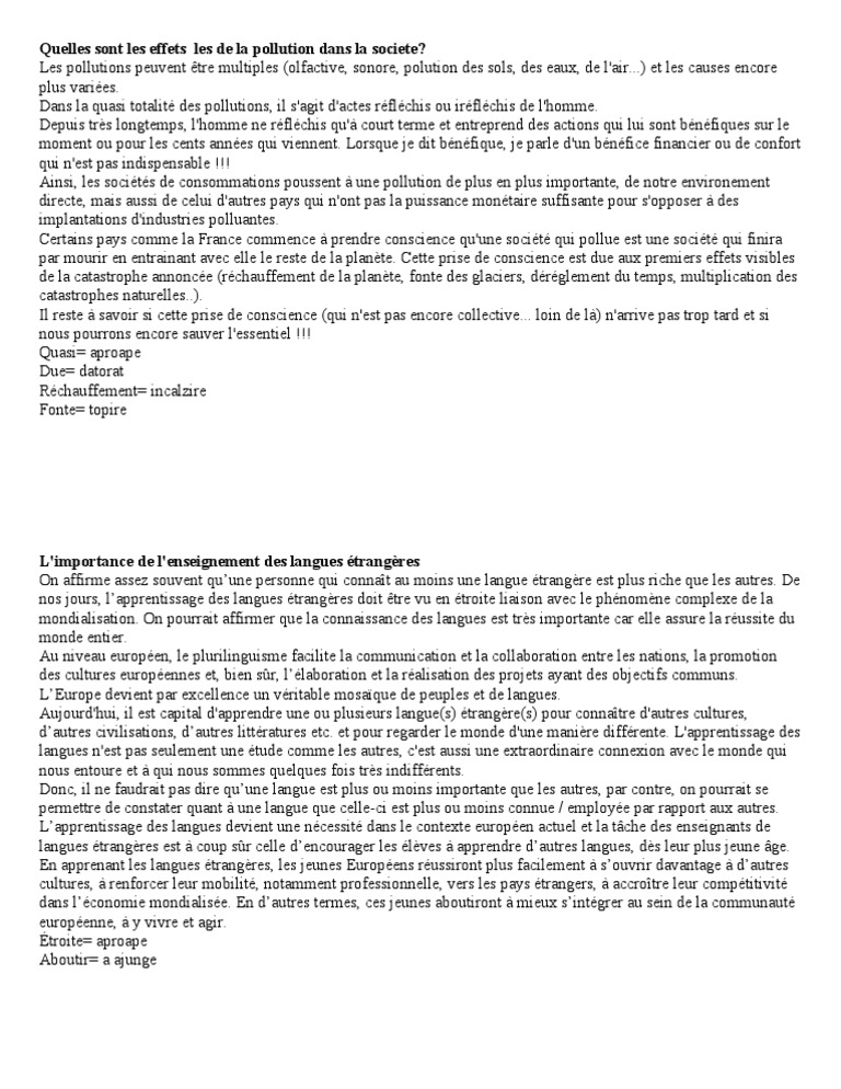 Effets de la pollution sur la société | PDF | la pollution | Voyage en ...