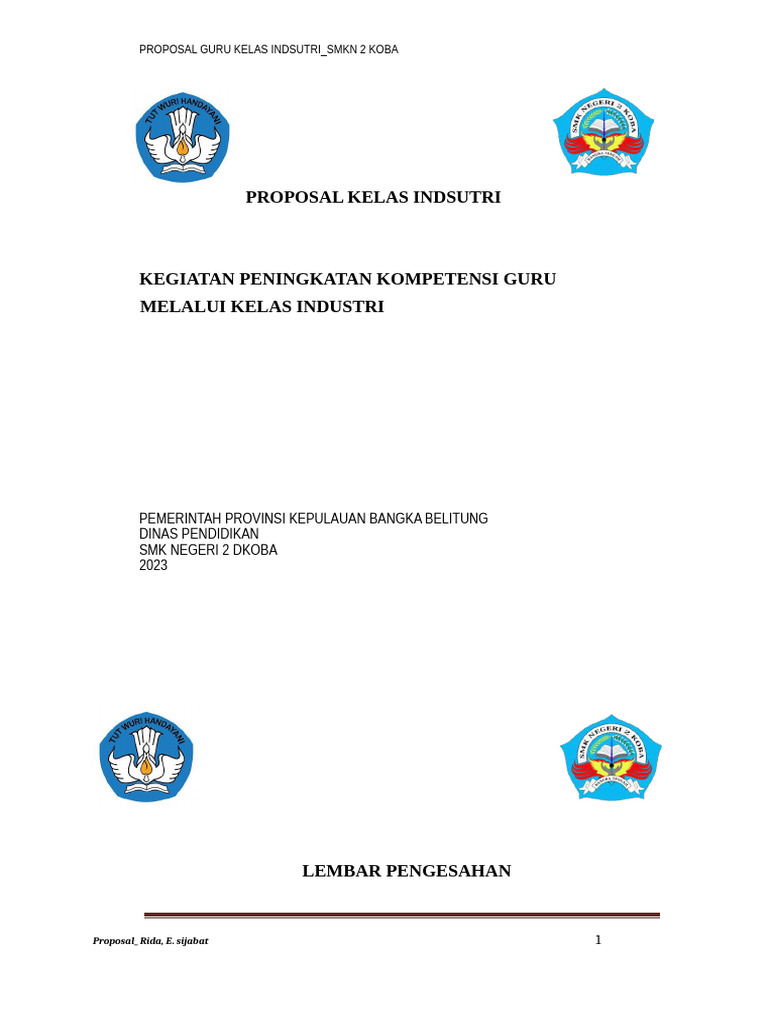 Proposal Rencana - Kelas Industri | PDF