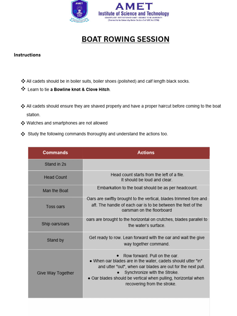 Boat Rowing Instructions PDF | PDF