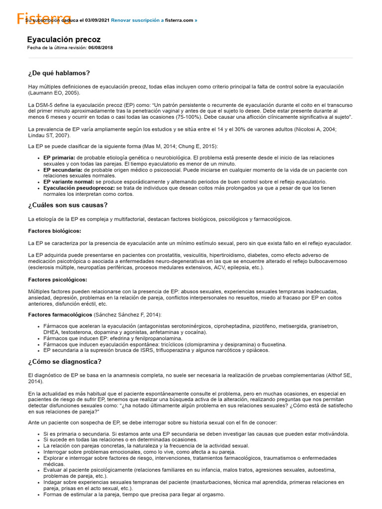 Guía Clínica de Eyaculación Precoz | PDF | Inhibidor selectivo de la ...
