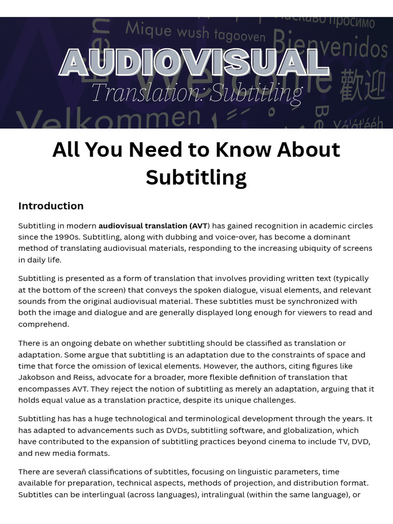 Audiovisual Translation Subtitling | PDF | Translations | Comma