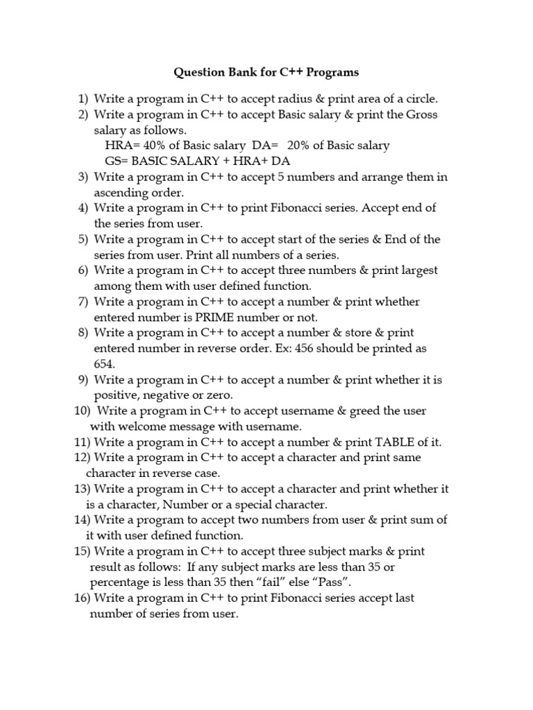 Program Question Bank 2026 | PDF | Software Engineering | Mathematics