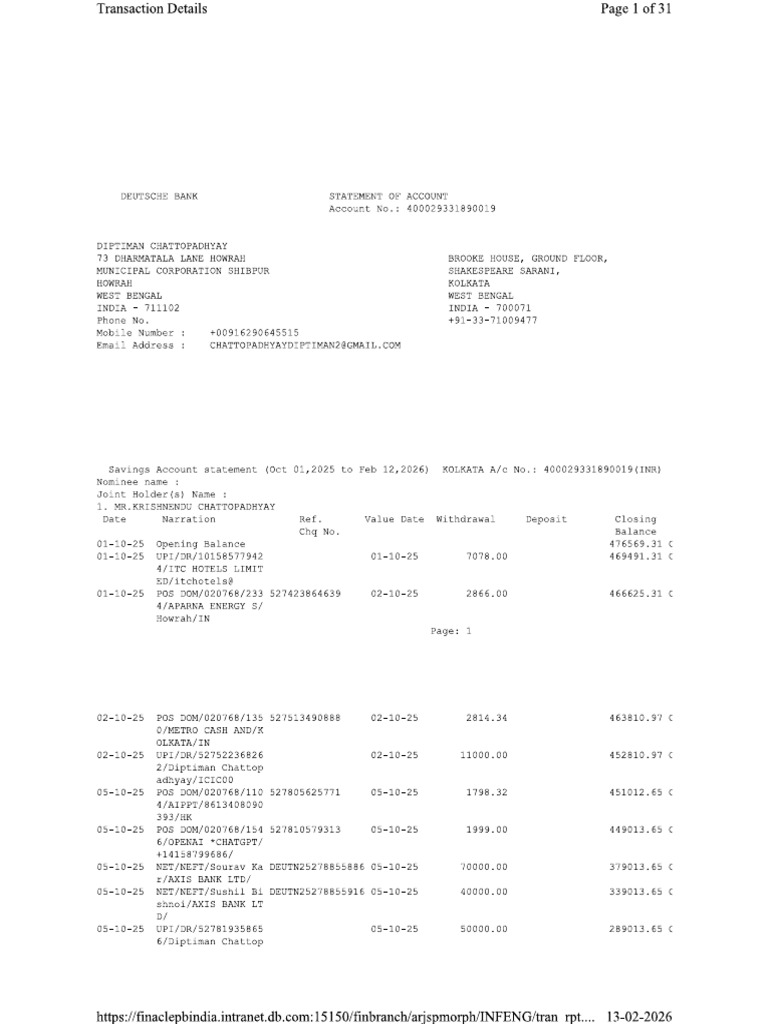 DC Bank Statement | PDF
