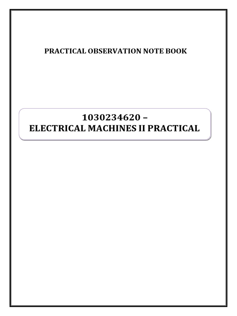 1030234620, Electrical Machines II Practical Manual | PDF | Electric ...