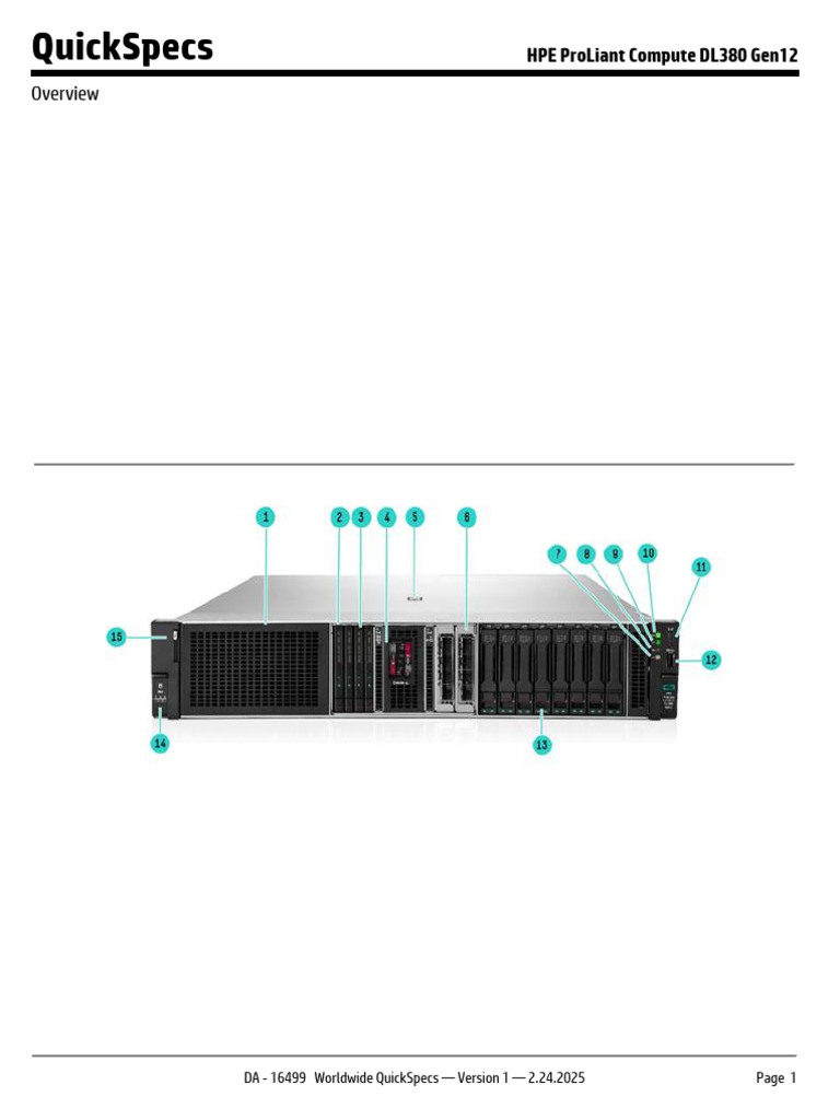 Hpe Proliant Compute Dl380 Gen12 (832818) | PDF