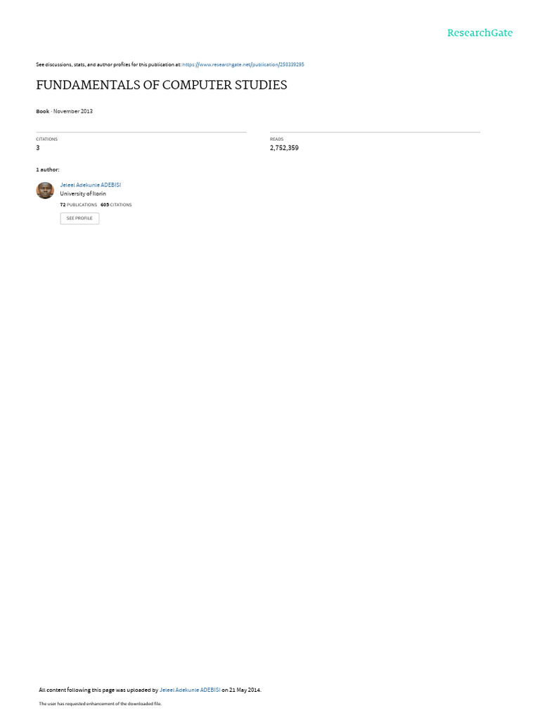 Fundamentals of Computer Studies | PDF | Computer Monitor | Operating ...