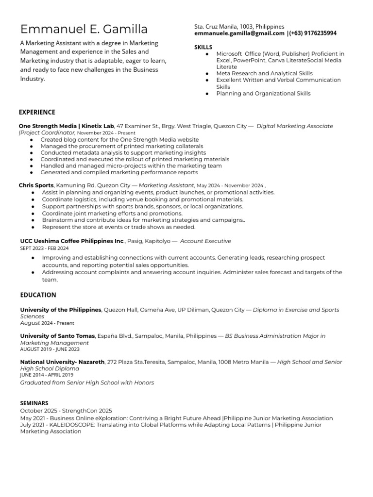 Emmanuel E. Gamilla - CV | PDF | Business