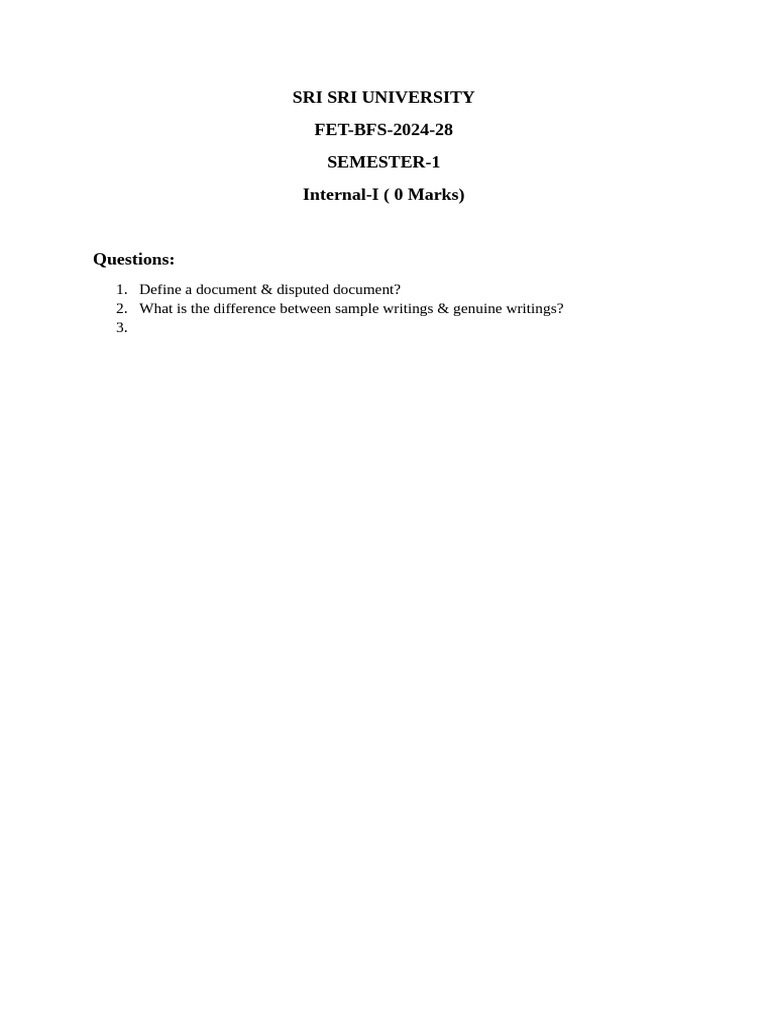 Internal Question Paper | PDF