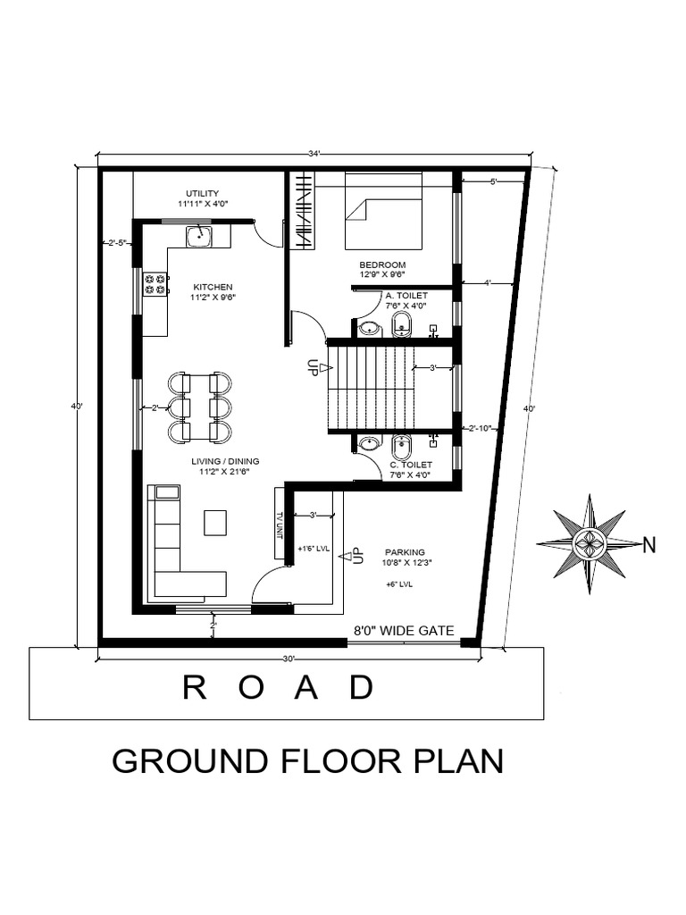 Mr Shameed 1280 Sqft Architectural Plan. | PDF