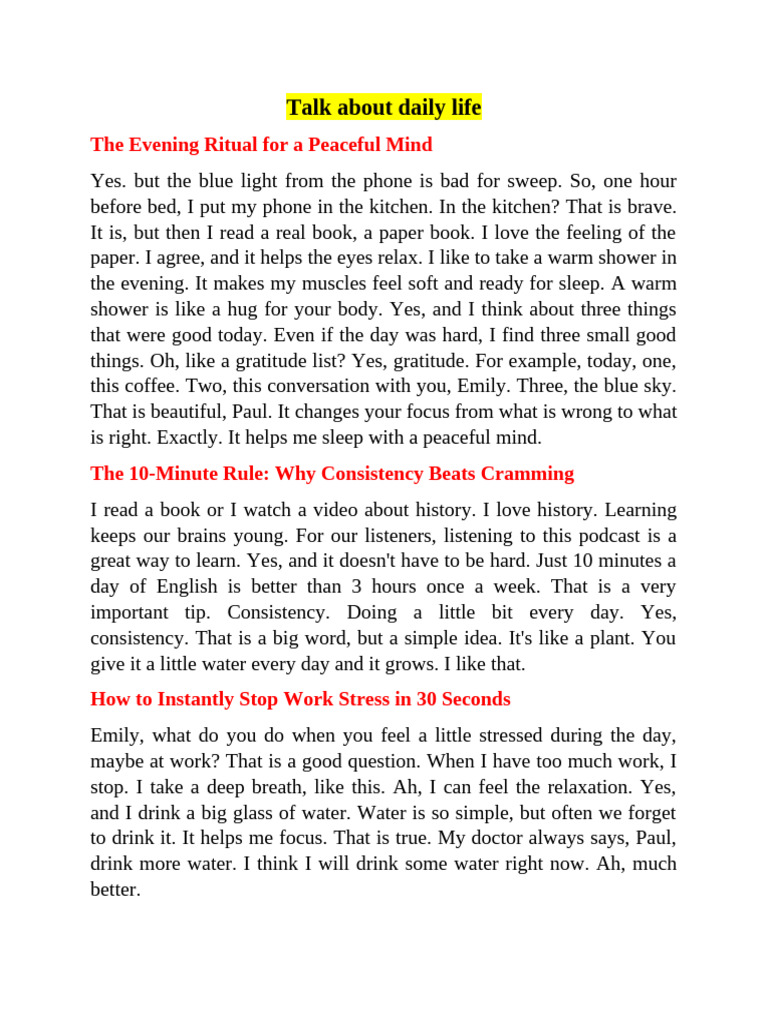 Talk About Daily Life | PDF
